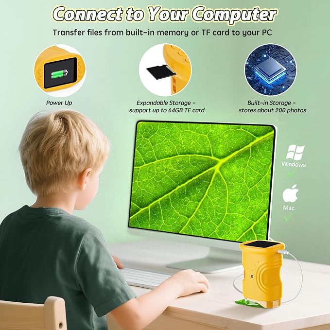 Alotwan Microscope for Kids 1000X Digital, Handheld Kids Microscope | HD Screen, Camera & Video, Portable Miniscope, Magnifying Glass for Kids, STEM Toys, Birthday Gifts for Boys & Girls 3-12