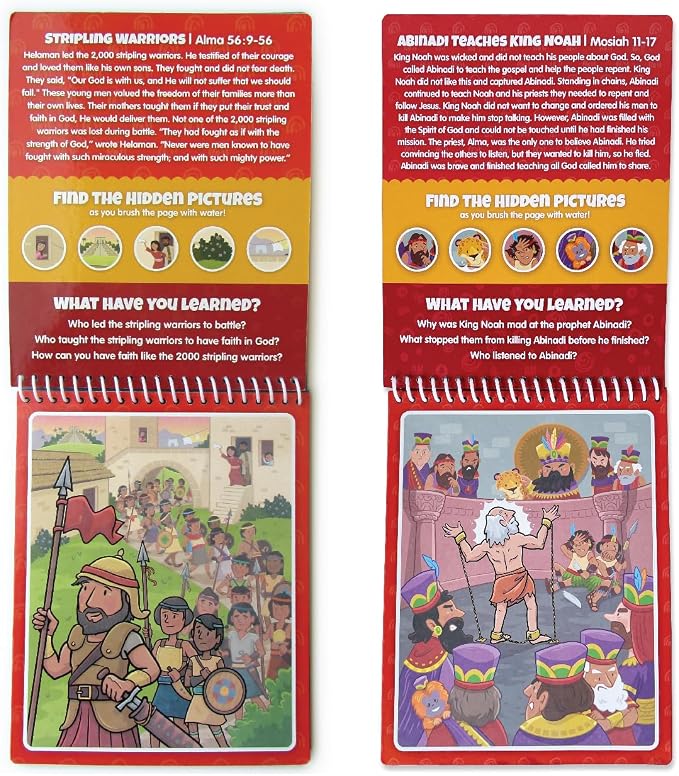 Two Pack Book of Mormon Aqua Brush Activity Book Set, Color with Water Reusable Travel Activity by Kanga Toys