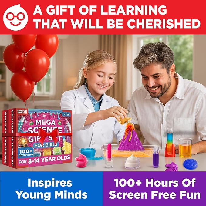Doctor Jupiter Mega Science Gift Set for Kids Ages 8+ | Science Kits for Kids Ages 8-12, Birthday Gift Ideas for Girls 8, 9, 10, 11, 12 Year Olds, STEM Educational Toys