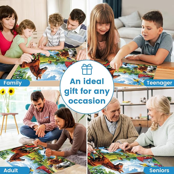 300 Piece Jigsaw Puzzle for Adults, Horse 300 Piece Jigsaw Puzzle for Kids | Cat Jigsaw Puzzles, Animal Jigsaw Puzzles, Creative Games and Holiday Party Gifts, Fun and Challenging Family Games