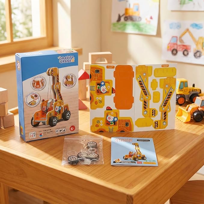 STEM Gravity Crane Science Kit, DIY Pulley & Lever, Energy Conversion | Build a gravity crane! See pulleys & levers in action, explore energy conversion. Real parts, safe assembly. STEM curiosity.
