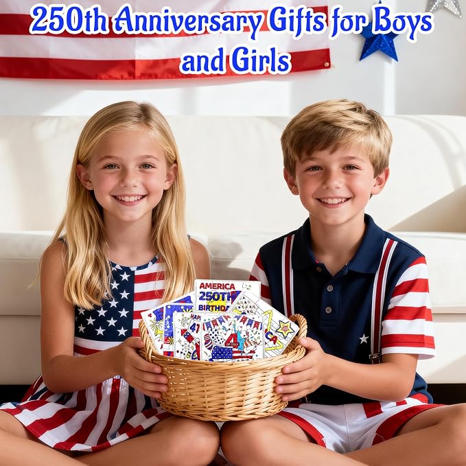 24 Sets 250th Anniversary 4th of July Crafts for Kids, Patriotic Crafts Activities DIY Puzzle Kits Red White Blue Star Flag Independence Day Memorial Day Jigsaw Painting Art gift Party Favors Supplies