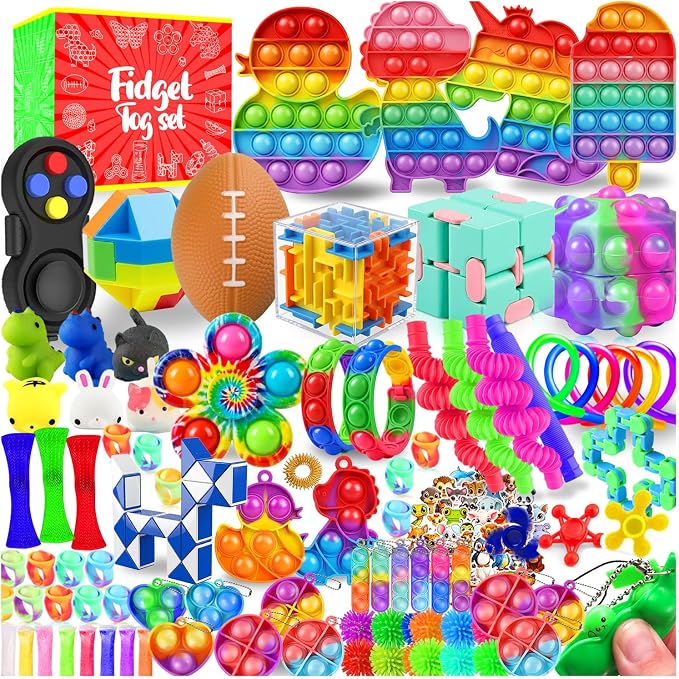 Fidget Toys, 160 Pack Party Favors for Kids 8-12 4-8, Sensory Toys Bulk Autism Autistic, Treasure Box Toys for Classroom, Stocking Stuffers, Goodie Bag Stuffers, Christmas Birthday Gifts Prizes