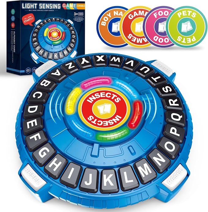 Family Board Game for Kids and Adults, Light-Sensing Word Game with 3 Modes | Fast-Paced 26-Letter Game with Timer for Family Game Nights and Parties, 40 Double-Sided Category Cards, 2–6 Players, Ages 8+