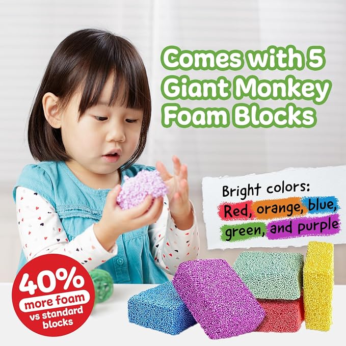 Impresa Monkey Foam Beads Slime, Pack of 5 Primary Colors for Preschool, Sensory Play & Sensory Toy for Kids - Squishy Modeling & Creative Toys - Ages 3+