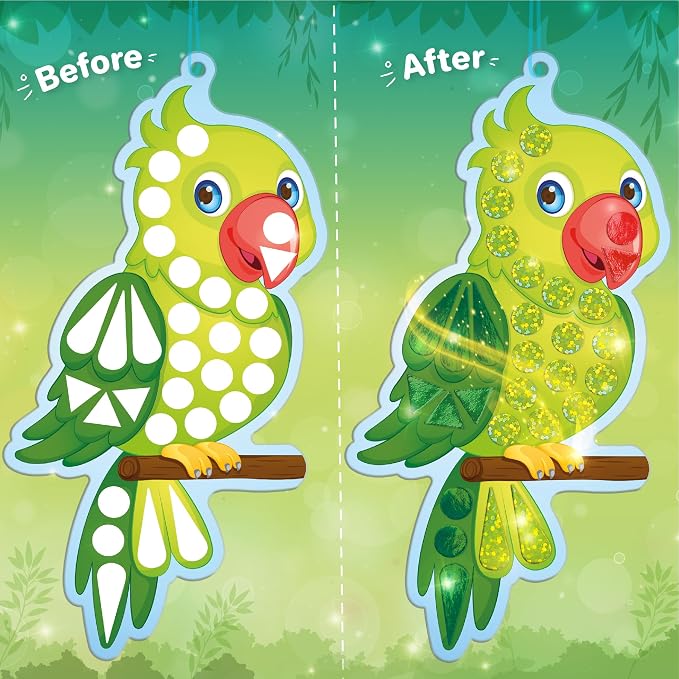 Imagimake Mirror Mosaic - Birds, 5 Templates, 450+ Stickers | Mess-Free Craft Activity, Screen-Free Creative Art Kit for Kids, Birthday Gift for Boys & Girls Ages 3,4,5,6,7 Years Old