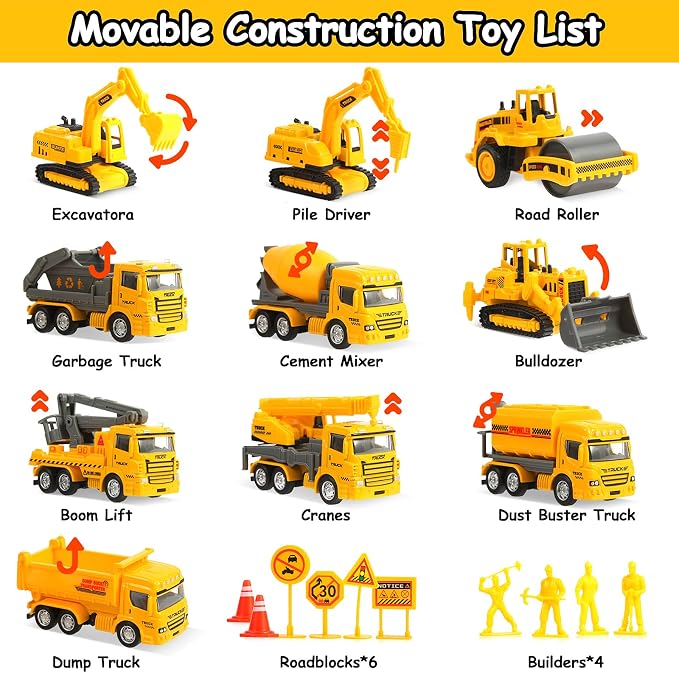 iGRATENS Construction Toys with Sound Books - Dig It! Dump It! Build It! | Construction Board Book with 10 Buttons & 20pcs Toys, Realistic Sound, Exquisite Illustrations, Great for Little Truck Lovers