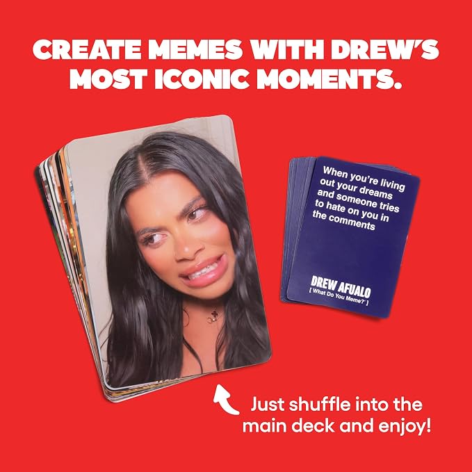 What Do You Meme? Drew Afualo Expansion Pack by Relatable – Card Games for Adults, Featuring All New Meme Game Content. Includes 15 Image Cards and 10 Caption Cards