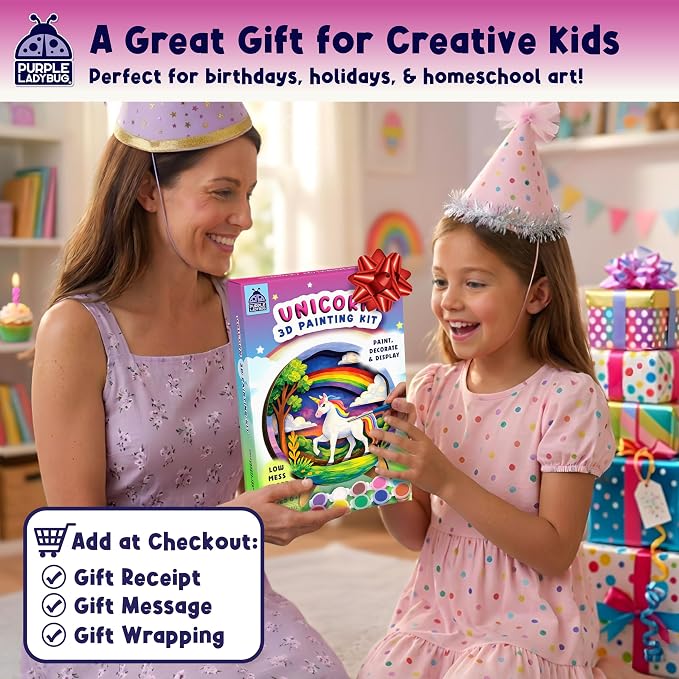 Unicorn 3D Painting Kit for Kids - DIY Wooden Painting Crafts for Kids, Unicorn Craft Set, 7 8 9 10 Year Old Girl Birthday Gifts, Girls Crafts Ages 6-8, Arts and Craft for Kid Ages 8-12