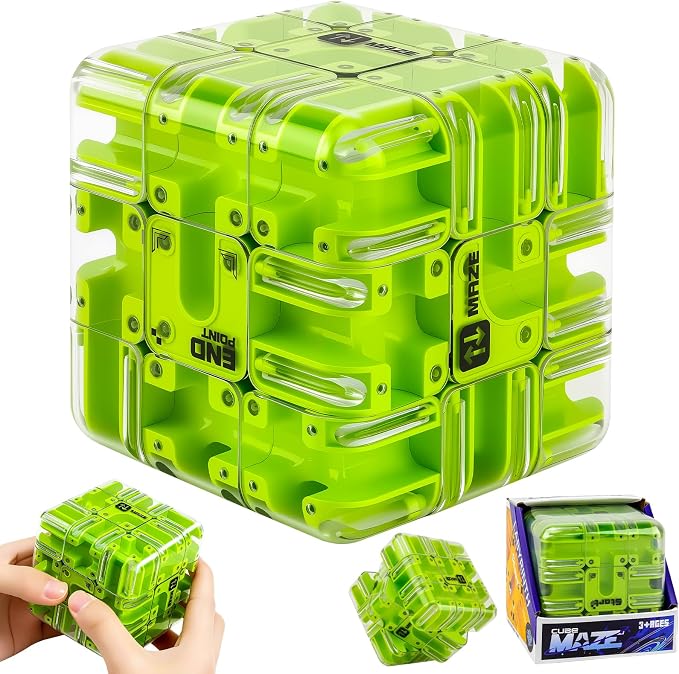 3D Maze Cube Ball Puzzle Brain Teaser for Adults & Kids, Educational Learning Toys Logical Thinking, Family Board Games Tabletop, Durable Puzzle Cube (Brown, 3.3x3.3x3.3)