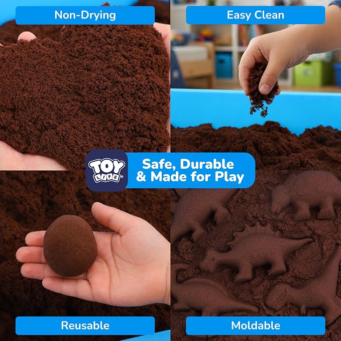 TOY Life Dinosaur Magic Sand Sensory Bin, Sandbox Set, Ages 3-8 | Indoor & summer pretend play, preschool learning toy, builds fine motor skills, gift
