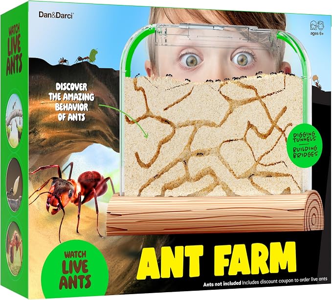 Ant Farm Kit for Kids - Farms Colony - Includes Ants Voucher - Sand Habitat | Bug Terrarium House - Educational Science Gifts for Kid - Nature Learning Toys for Boys, Girls & Adults