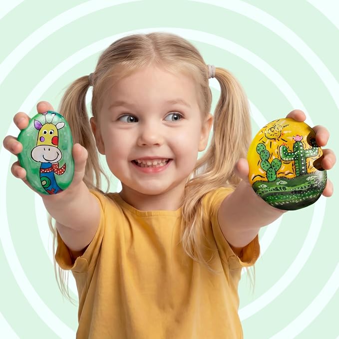 JOYIN Rock Painting Kit for Kids, Arts and Crafts for Girls & Boys Ages 6-12, DIY Supplies for Painting Rocks, Easter Craft Kits Art Set, Kids Birthday Christmas Presents, Family Indoor Activity