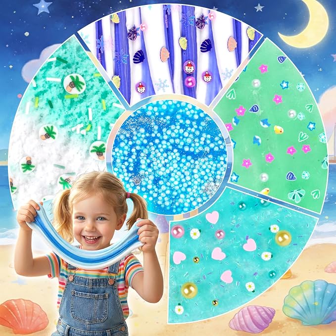 12-Pack Blue Slime Kit for Kids, Clear Butter Cloud Squishy Party Favor Set | Goodie bag stuffers, Easter basket fillers, birthday party favors and sensory slime toys for boys and girls ages 4-10