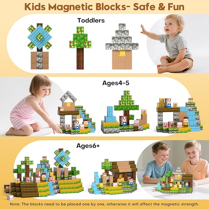 100pcs Magnetic Blocks, Magnetic Cubes with Forest Animals Blocks Set | STEM Toys for Ages 3+, Educational Sensory Toys for Kids, Boys & Girls–Creative Game Gift, Creativity&Hands-On Ability