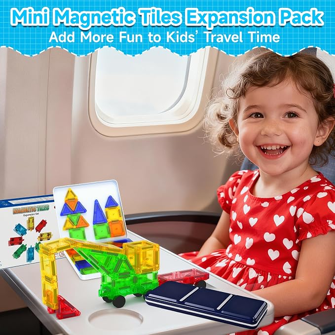 8 PCS Mini Magnetic Tiles Cars Construction Set, Magnetic Car Base | Compatiable with Mini Tiles, Magnet Building Blocks Expansion Set, Magnet Bricks Truck Toy for Boys & Girls