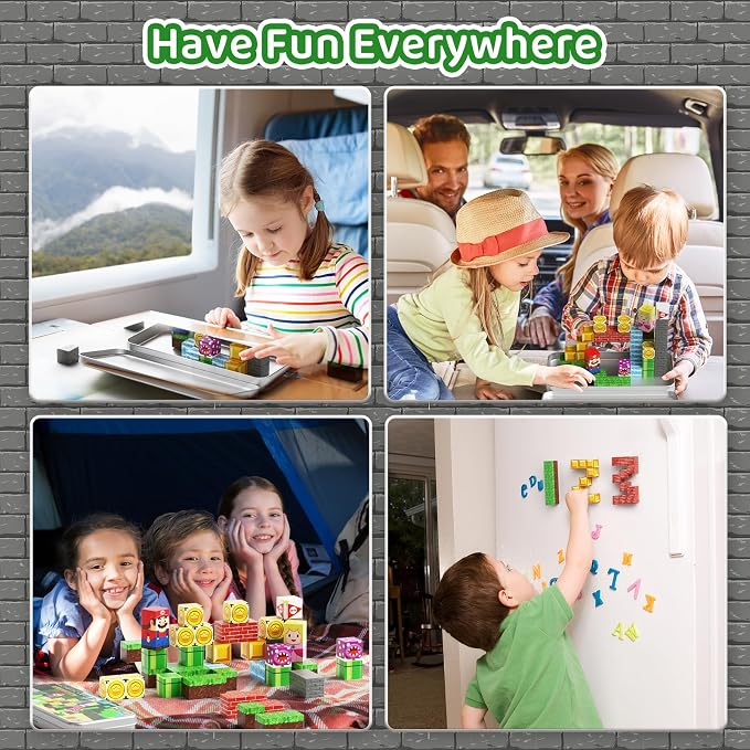 Magnetic Building Blocks Cubes for Kids: 35 PCS Travel Toys Ages 3-8 | Toddler Airplane Travel Activities Quiet Car Essentials - 35PCS Portable Stacking Bricks with Iron Storage Box for Boys Girls