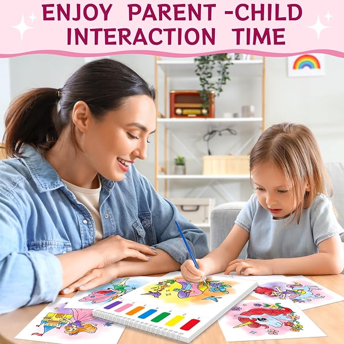 SOCOLER Paint with Water Coloring Books for Toddlers,Unicorn Theme Mess Free Watercolor Painting Papers for Kids Water Color Paint Kit Art Craft Gift for Ages 1-3, 4-8