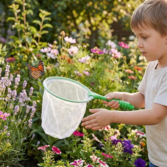 Bug Catcher Kit 6 Pcs - Insect Catching Set with Net, Bug Box, Magnifier & Tweezers - Outdoor Explorer Toy for Kids Age 3-12(Green 6 Pcs)
