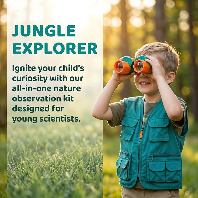 Bug Catcher Kit 13 Pcs - Insect Catching Set with Net, Habitat, Magnifier & Tweezers - STEM Outdoor Toy for Kids Age 3+ (Orange 13 Pcs)