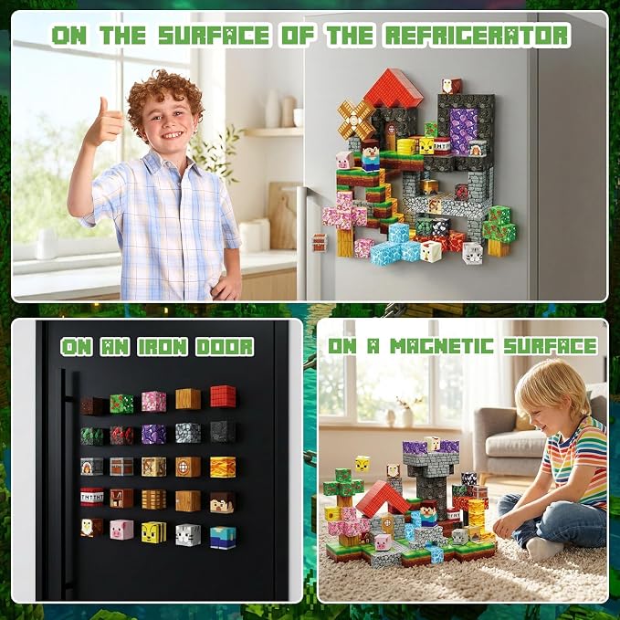 Magnetic Building Blocks STEM Toy Magnet Cubes for Kids 4-12 | Magnetic Cubes, 0.8 inches Building Blocks, Christmas Birthday Gifts for Kids Boys Girls Rock Forest-200pcs