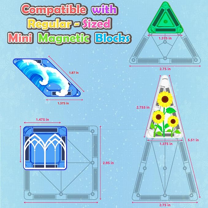 33PCS Mini Magnetic Tiles - Arctic Animals Theme Toddler Travel Essentials Set with Case, Magnetic Building Blocks Kids Games Montessori Preschool Sensory Toys for 3+ Year Old Boys Girls Gifts