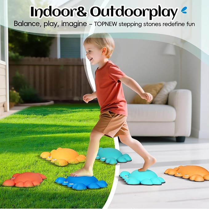 TOPNEW Stepping Stones for Kids, Non-Slip Balance Stepping Stones for Promoting Children's Coordination Skills, Toddler Stepping Stones Obstacle Course for Kids Age 3 4 5 6 7+