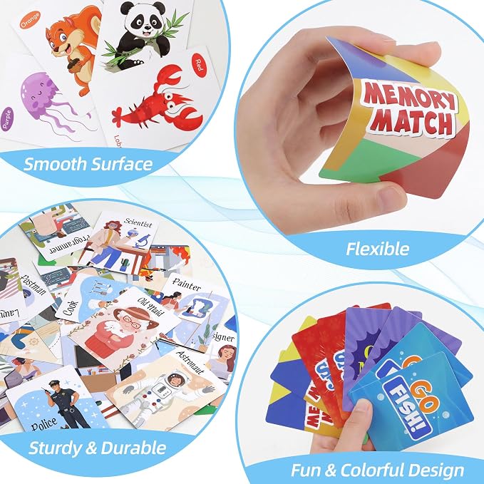 Card Games Go Fish,Old Maid,Slap Jack and Memory Match-4 Decks in 1 Pack,Classic Card Games for Kids Toddlers,Fun Kids Games for Family Party Game Night,Stocking Stuffers Gifts for Boys and Girls | Classic Card Games for Kids Toddlers, Fun Kids Games f...