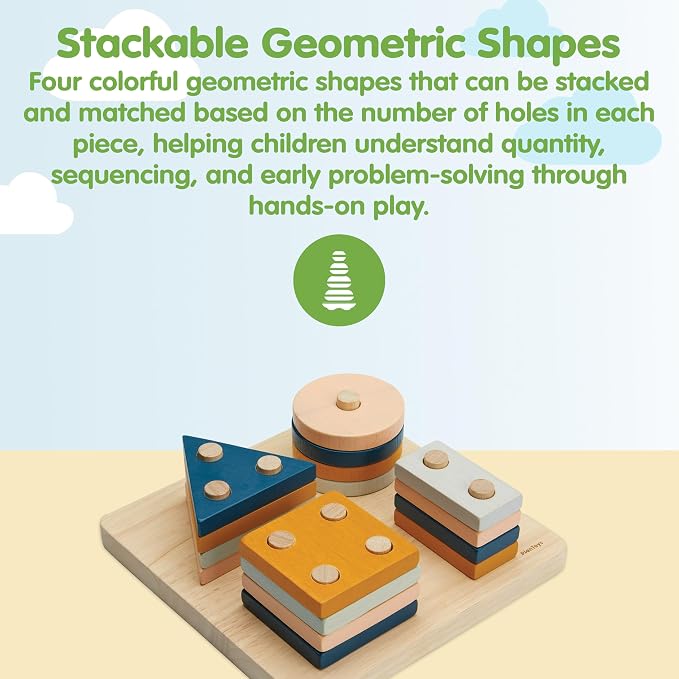 PlanToys® Geometric Sorting Board Orchard Shade, Montessori Kids Shape Toy | geometric sorting board orchard shade, montessori shape size colour learning, fine motor problem solving activity, kids toy