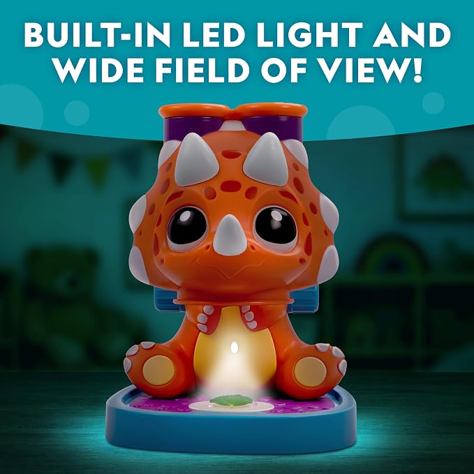 National Geographic Kids Microscope Toy Science Kit, Dino-Scope for Age 3+ | Microscope for Kids Ages 3+ with 5x Magnification, LED Light, Wide Field of View, Focus Knob, Toddler STEM Activities