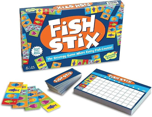 Peaceable Kingdom Fish Stix Award-Winning Strategy Board Game | Kids Ages 6+ Color & Pattern Matching Family Game Night Cooperative Game 2-4 Players Educational Gift for Boys & Girls