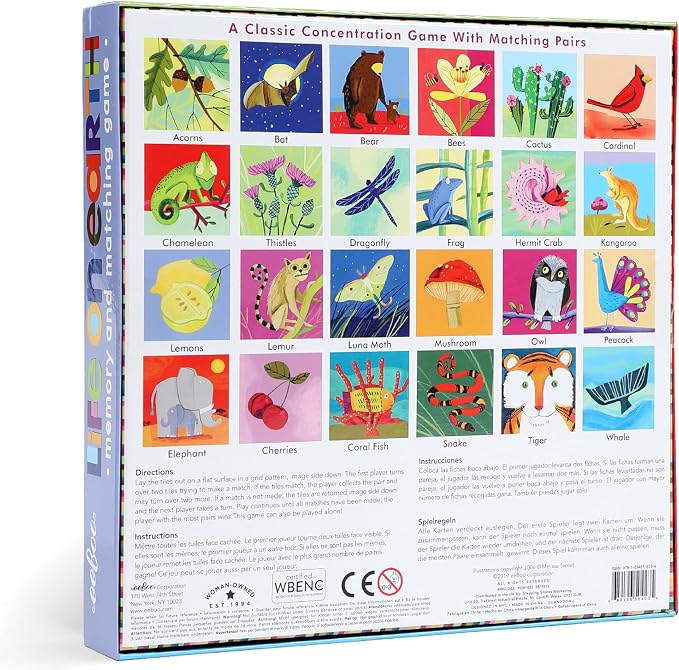 eeBoo Life on Earth Memory & Matching Game, Ages 3+, 1-4 Players | Introduces global flora & fauna. Sharpens recognition, concentration & memory skills. Includes 48 tiles, 24 pairs