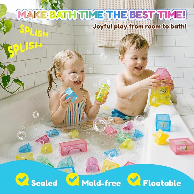 33PCS Soft Sensory Building Blocks for Toddlers, House Garden Gummy Bloc | Preschool Educational Creative Play, Montessori Squeezable, Stretchable Early Learning Construction Playset, Puzzle Blocks