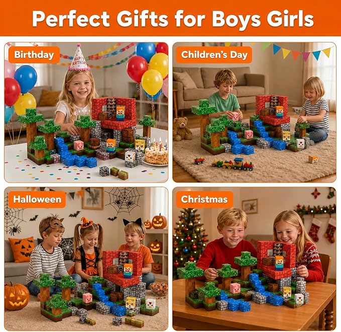 Magnetic Blocks for Kids Ages 3-8, 100PCS STEM Magnetic Building Cubes, Montessori Construction Toys for Boys Girls, Creative Educational Building Set, Birthday