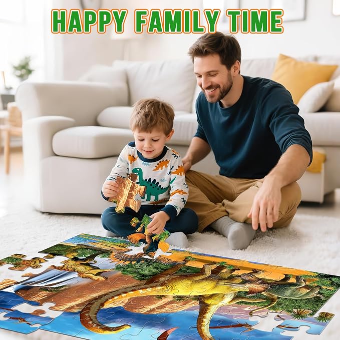 Jumbo Floor Puzzle for Kids,48 Piece Waterfall Dinosaur Jigsaw Puzzle | Thick Cardboard Waterfall Dinosaur Puzzle for Preschool Learning, Ages 3-8,35x24 in Completed,Gift for Boys and Girls