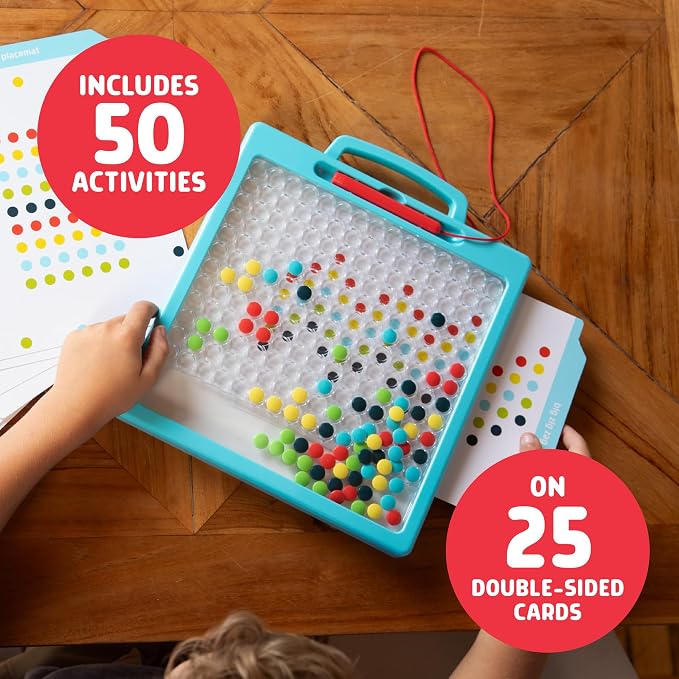 Chuckle & Roar Dot Art Designer, Magnetic Drawing Board, Mess Free, 3+ | Screen-Free Creative Play, Magnetic Bead Play, 50 Guided Activities, Road Trip Activities for Kids, Open-Ended Dot Art