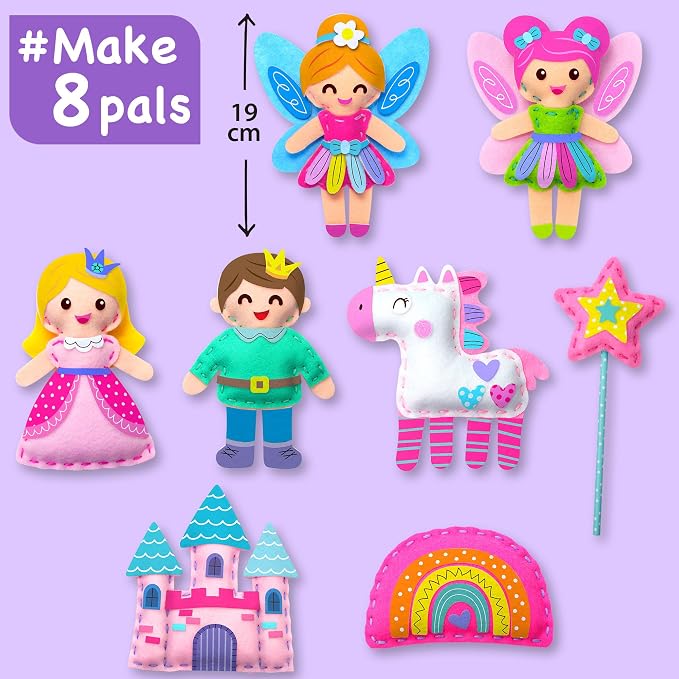 EZCRA Fairy Sewing Kit for Kids Ages 4-8 - 8 Felt DIY Projects | Learn to Sew Craft Kit - Beginner Sewing Projects for Girls - Gift for Kids with Full Instructions & Felt Stickers