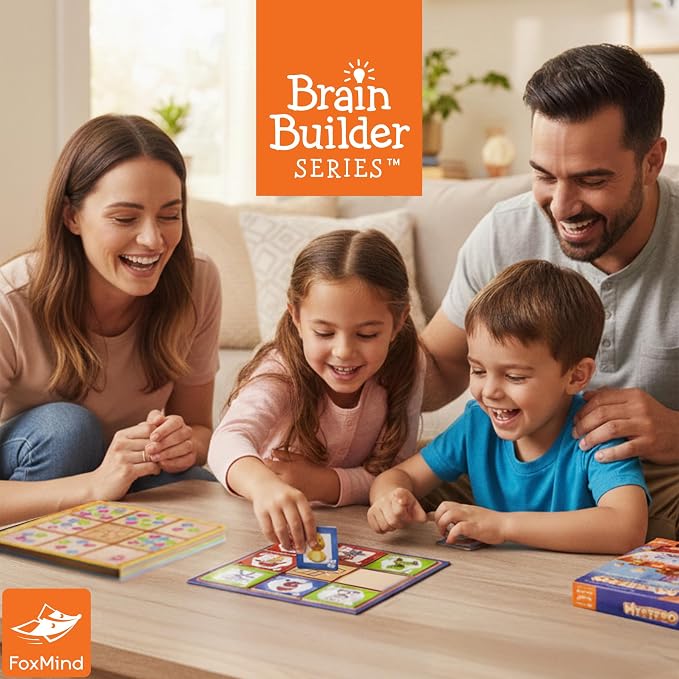 FoxMind Games Mystero – Multi-Level BrainTeaser Puzzles for Kids Ages 4+, STEM Game Develops Math, Logic & Reasoning Skills, 64 Progressive Challenges (Brain Builder Series)