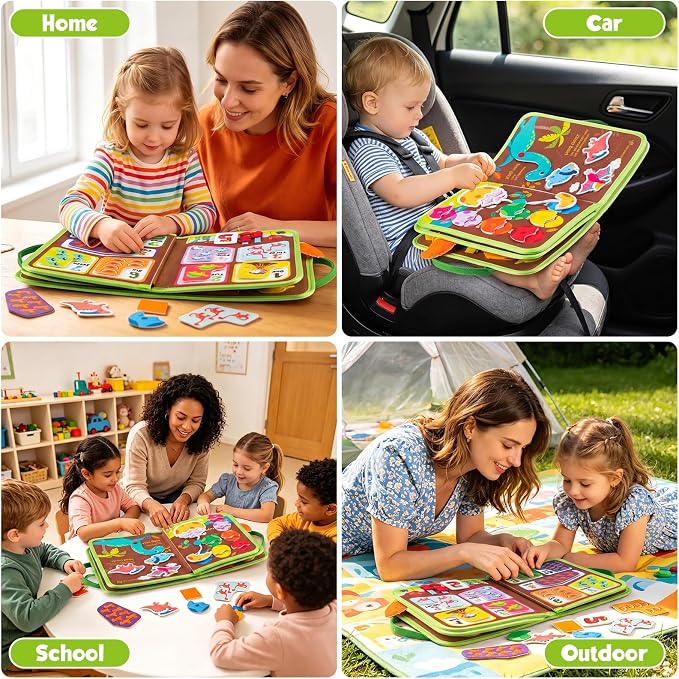 Busy Board Montessori Toys for 2 Year Old Boy Girl Birthday Gift Busy Book | Educational Learning Sensory Quiet Busy Book for Toddlers, Activity Books for Toddlers, Airplane Car Travel Toys for Ages 2-4