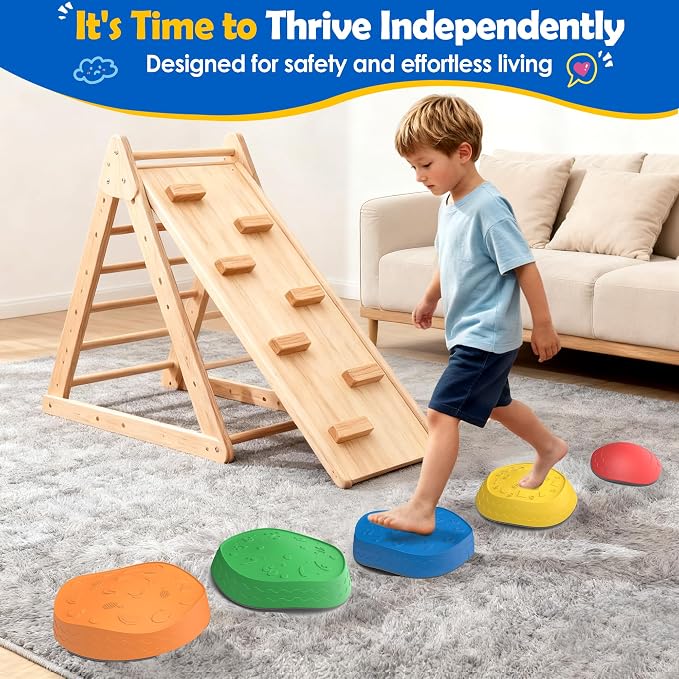 Stepping Stones for Kids – Sensory Balance toddlerToy | 5 Pack Non-Slip Indoor & Outdoor Stepping Stones ,Coordination ,Garden & Obstacle Course Equipment, Gift for Toddlers 3-6