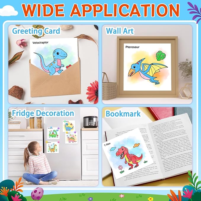 SOCOLER Paint with Water Coloring Books for Toddlers, Dinosaurs Theme Mess Free Watercolor Painting Papers for Kids Water Color Paint Kit Art Craft Birthday Gift for Ages 1-3, 4-8