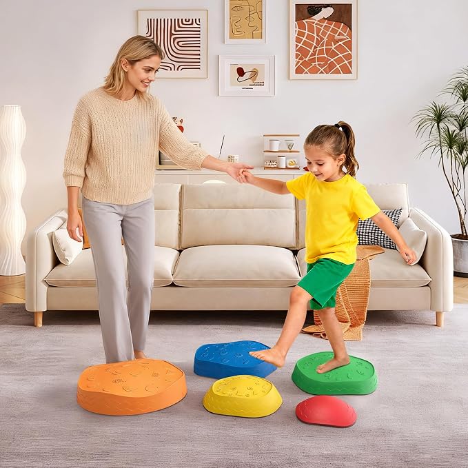 Stepping Stones for Kids – Sensory Balance toddlerToy | 5 Pack Non-Slip Indoor & Outdoor Stepping Stones ,Coordination ,Garden & Obstacle Course Equipment, Gift for Toddlers 3-6