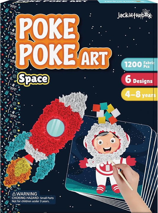 jackinthebox Poke Art Space Crafts Kits for Boys Kid, Activity Toy Ages 4-8 | 1200 fabric pieces, fun travel activities & kits, birthday gift for kids & toddler, age 4 5 6 7 8 year old, flower pressing