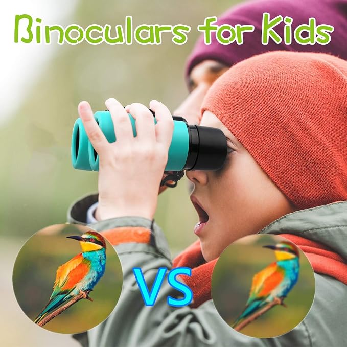 Scotamalone Kids Binoculars Shock Proof Toy Binoculars Set for Age 3-12 Years Old Boys Girls Bird Watching Educational Learning Hunting Hiking Birthday Presents (Pack of 2)