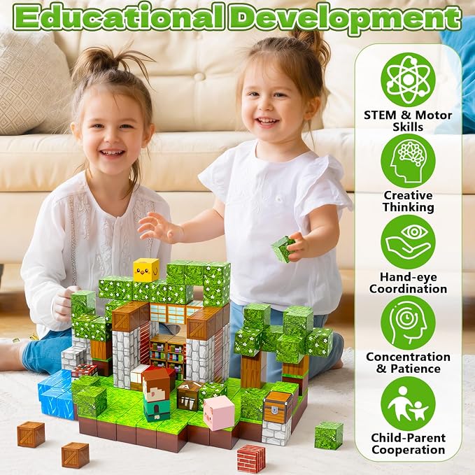 150PCS Magnetic Blocks - 0.8" Magnetic Building Blocks for Kids | Educational Magnet Blocks, Magnetic Cubes Tiles, STEM Toys, Christmas Birthday Gifts for Boys & Girls Ages 3 4 5 6 7 8 9 10