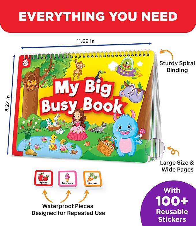 Doctor Jupiter Montessori Preschool Busy Book for Kids Ages 3+ | Birthday Gift for 3 year old Boys & Girls, Montessori Preschool Busy Book, Learning Activity, Educational Travel Toy