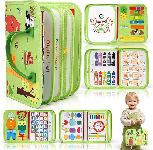 HumorPlay Montessori Gifts for 1,2,3 Year Old Boy Toys, Educational Busy Book for Toddlers 1-3 Age, Christmas Birthday Gift for 1-2 Year Old Boy Toys