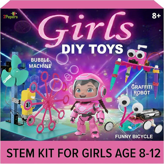 DIY Girls STEM Project, Kids Science Experiments Arts and Crafts Electric Toys Ages 8 9 10 11 12+ Teens, Educational Engineering Kit Present for Girls, Robotics Building Set & Birthday Gift idea