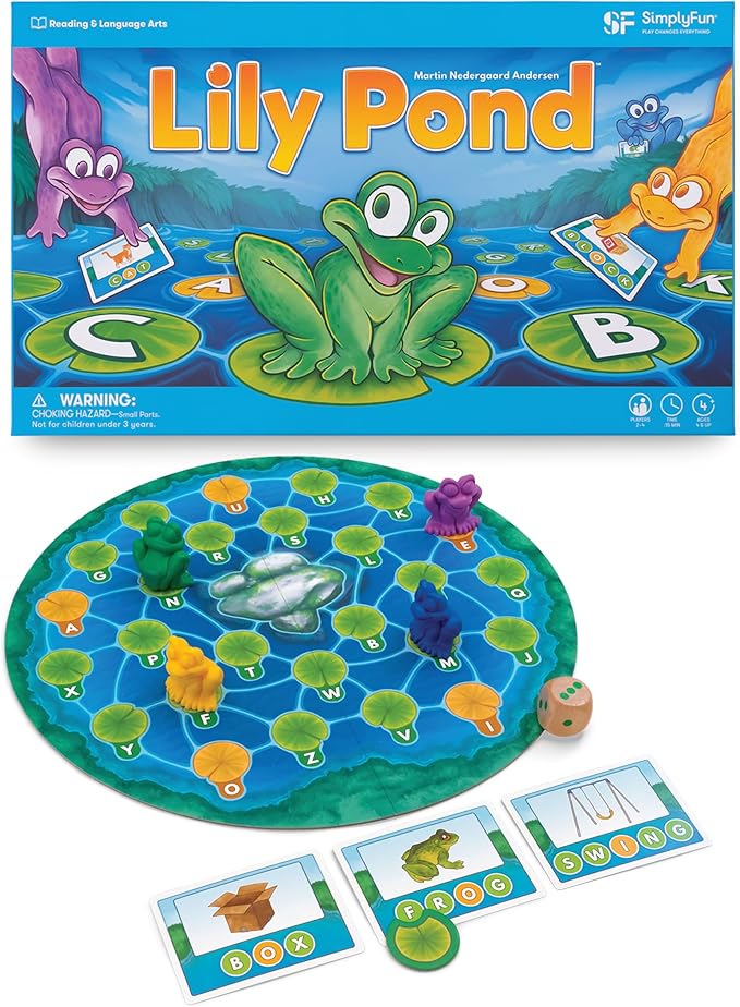Lily Pond - Educational Game to Practice Early Reading and Spelling - an Engaging and Fun Toddler Game - 2 to 4 Players, Ages 4 & Up