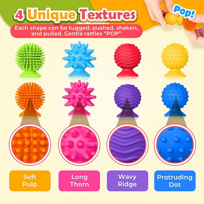 Sensory Toys Squishy Fidget Bulk for Kids Adults 20 Pack Classroom Prizes | Quiet Suction Cup Squishy Fidgets for Student Classroom Prizes, Bath Play and Sensory Special Needs Items for Boys and Girls